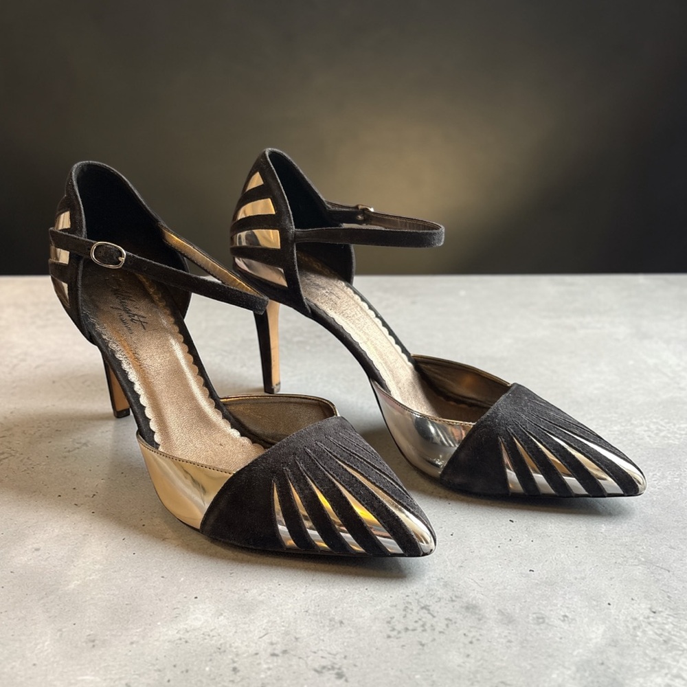 Anthropologies| Miss Albright Deco D'Orsay Heels | Made in Italy | 41